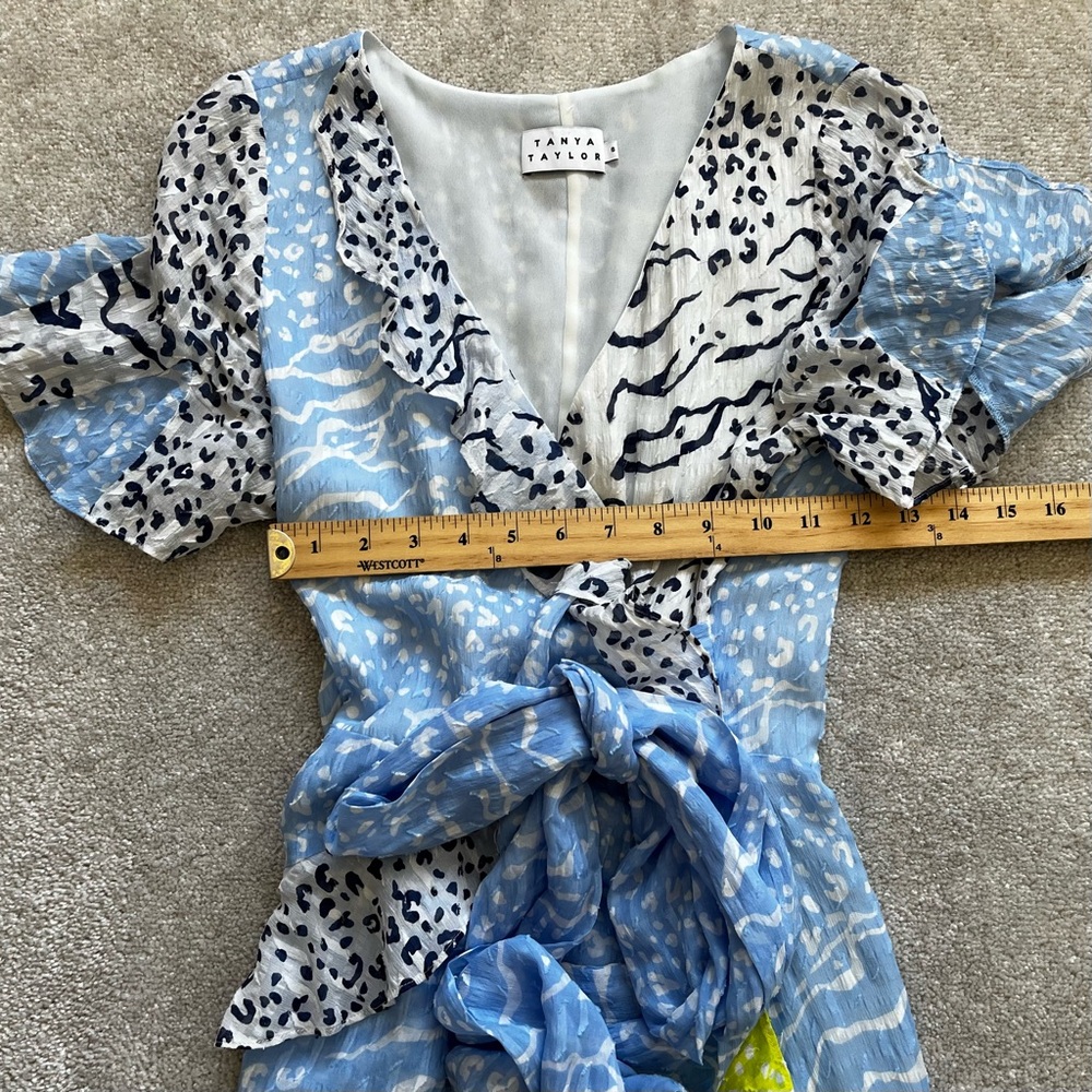 TANYA TAYLOR Bianka Ruffled Mix Print Dress Size 6 Feminine Flirty Date Party - Picture 8 of 12